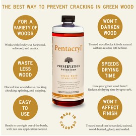 Pentacryl Green Wood Stabilizer 32oz by Preservation Solutions, Prevents Cracking & Shrinking, Ideal for Woodworkers