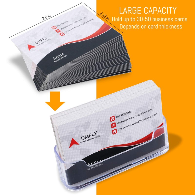 DMFLY Business Card Holder for Desk - 4 Pack Acrylic