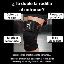Rodilleras de compresión elásticas para entrenamiento, gym, fitness y levantamiento de pesas | Bandas deportivas con soporte y ajuste firme para hombr