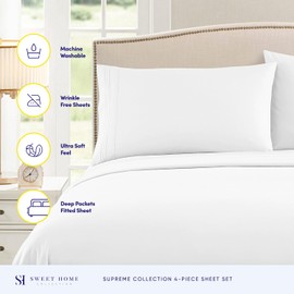 1800 Thread Count Sheet Set – Soft Egyptian Quality Brushed Microfiber Sheets – Luxury Bedding Set with Flat Sheet, Fitted Sheet, 2 Pillow Cases