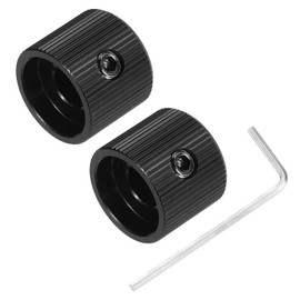sourcing map 2PCS Guitar Knobs Metal, Volume Tone Control Dome Knobs 1/4" x 9/16" with Set Screw for Electric Guitar Bass, Black