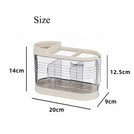 Jaugufiy Clear Countertop Cutlery Drying Holder Utensil Holder Cutlery Drainer Tableware Holder Box Tabletop Separated Fork Chopstick Kitchen Storage Cutlery Utensil Organizer