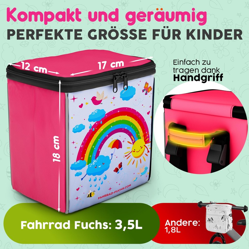 Bicycle Handlebar Bag for Children - Rainbow Pink
