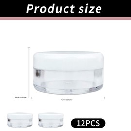 12 Pcs 15ml/0.5oz​ Cosmetic Jars Refillable White Lids Plastic Jars for Beauty Lotion, Cream Products Sample Bottles, White Lids With Screw Container