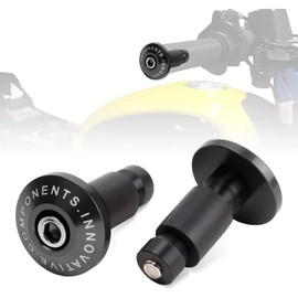 Pack of 2 Motorcycle Handlebar Ends, Universal Handlebar Weights for 22 mm (7/8 Inch) Handlebars, Robust Handlebar Plugs for Vibration Dampening and Protection, Black