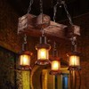 Farmhouse Lighting Industrial Rustic Wood Linear Island Pendant Light Chandelier