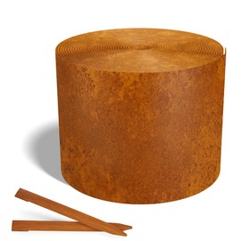 Worth Galvanized Steel Landscape Edging 4.5" x50' Metal Garden Edging Roll Flexible Bender Border with 16Pcs Stakes for Lawn, Flower Bed Edges, Rust-Like Color