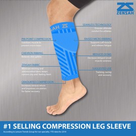 Zensah Compression Leg Sleeves, Aqua, X-Small/Small