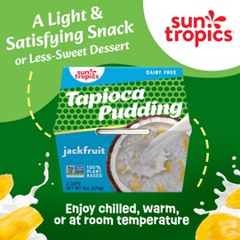 Sun Tropics Tapioca Pudding, Jackfruit | Vegan Pudding, Dairy Free Pudding | Gluten Free, Low Sugar, Non-GMO | Ready-to-Eat Pudding Cups 4oz (Pack of 12 cups)