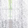 White Grey Leaf Sheer Curtains for Kids Bedroom 50 x