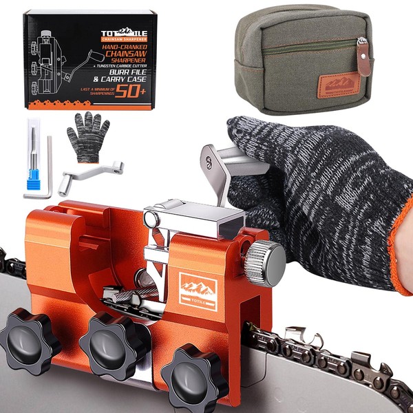 Freeyou Chainsaw Sharpener, Chainsaw Sharpening Jig Kit with Tungsten Burr