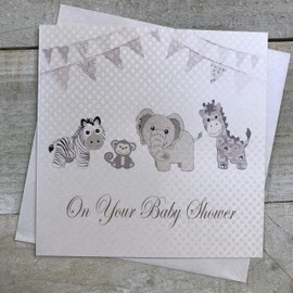 White Cotton cards'On Your Baby Shower, handgefertigt, Weiß