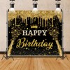 Happy Birthday Backdrop Black and Gold Backdrop for Boys Girls
