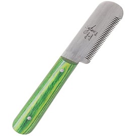 Clothes N Leather Gear Professional Stripping Knife 3 Inches Stainless Steel Wooden Handle Right Handed Tool (FINE TEETH, GREEN)