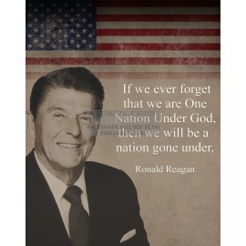 PRESIDENT RONALD REAGAN "WE ARE ONE NATION UNDER GOD" QUOTE 8X10 PHOTO