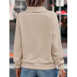 Womens Zipper Sweatshirts Turtleneck Long Sleeve Pullovers Casual Loose Top T Shirts