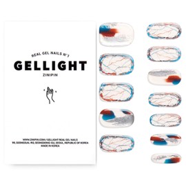 Zinipin Gellight Semi-Cured Gel Nail Strips | 24 Nail Wraps | Includes Nail Wipes, Cuticle Stick & Nail File | Artistry Negative Space (Metal Earth)