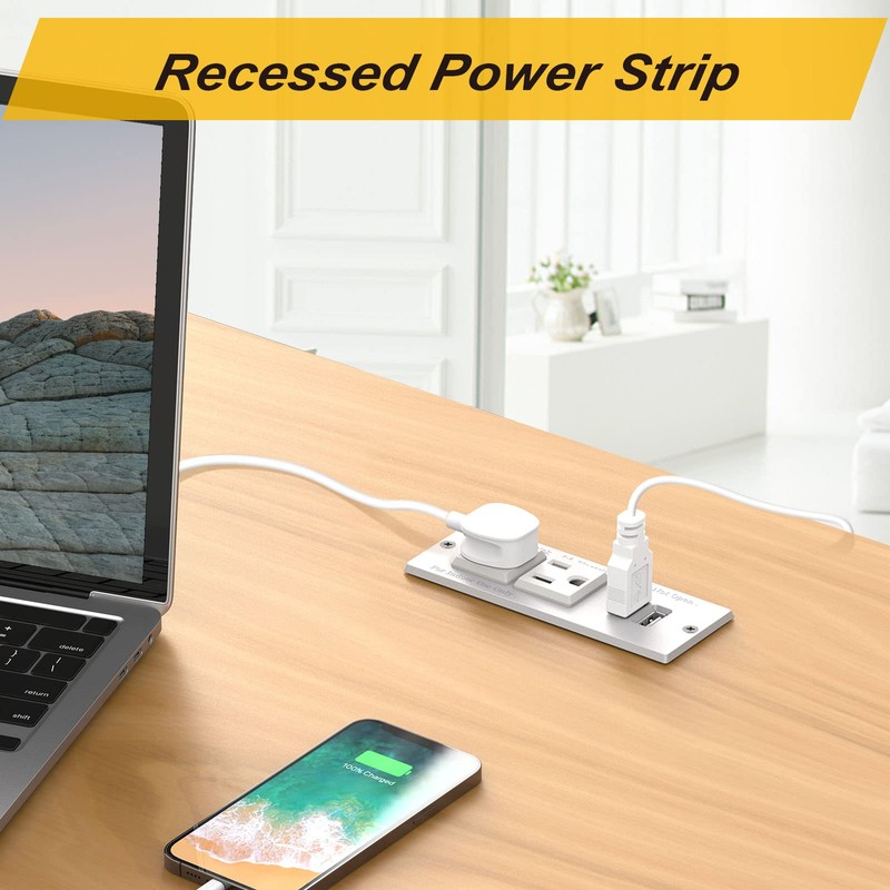 Recessed Outlet Desk Outlets with USB Ports Recessed Power Strip