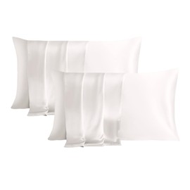 THXSILK 2 Pack 100% Pure Mulberry Silk Pillowcase for Hair and Skin, Highest 6A Grade 22 Momme Silk Pillow Case Standard Size, Real Silk Pillowcase with Zipper, Anti Aging Acne Free (White, Standard)