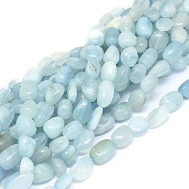 Fashewelry 41pcs Natural Aquamarine Gemstone Nuggets Beads Energy Healing Chakra Irregular Tumbled Stone Loose Charm Beads for Jewelry Making DIY Crafts, 7-14x7-8mm