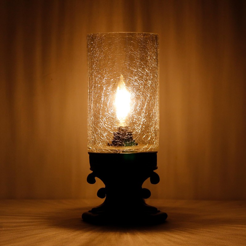 ANLONGLU Small Crackled Glass Table Lamp Mini Candle Desk Night