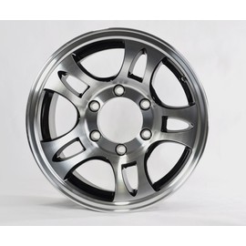 16x6 Aluminum Bullet T03 Trailer Rim with Black Inlay 6x5.50 Lug, 3580 lb Load Capacity