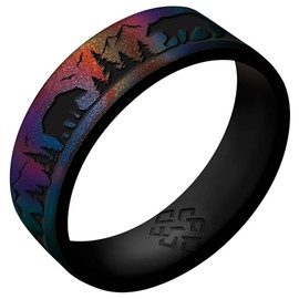 Knot Theory Bear Forest Rainbow Size 04 6mm Silicone Ring Men and Women Dual Layer Breathable Comfort Fit Wedding Engagement Band