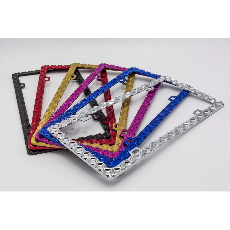 Creathome 3D Waffle Pattern Matt Black License Plate Frame from