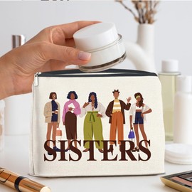 Nurawo African American Women Makeup Bag Cosmetic Bags for Women Friends Inspirational Gifts for Sisters Makeup Pouch With Zipper Travel Toiletry Organizer Bag