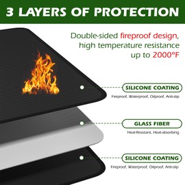 EWFEN Large Under Grill Mat 76 x 52 inches for Outdoor Grill, Double-Sided Fireproof Deck and Patio Protector Mat, Indoor Fireplace/Fire Pit Mat, Oil-Proof Waterproof BBQ Protector Mat