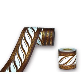 YIXIFANS J015 Elegant Peel and Stick Wallpaper Border Brown/White Self Adhesive Abstract Wall Border Decorative Molding for Home Decor 2''x32.ft