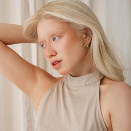 ALEXCRAFT Eckige Creolen Gold Ohrringe Set Klein Damen 14K Huggie Vergoldete Ohrringe Geschenk für Frauen Freundin Mama Mädchen