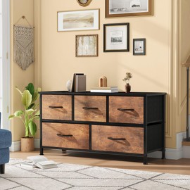 DWVO Dresser for Bedroom with 5 Drawers - Fabric Storage Tower, Long Fabric Dresser, Organizer Unit for Bedroom, Closet, Hallway