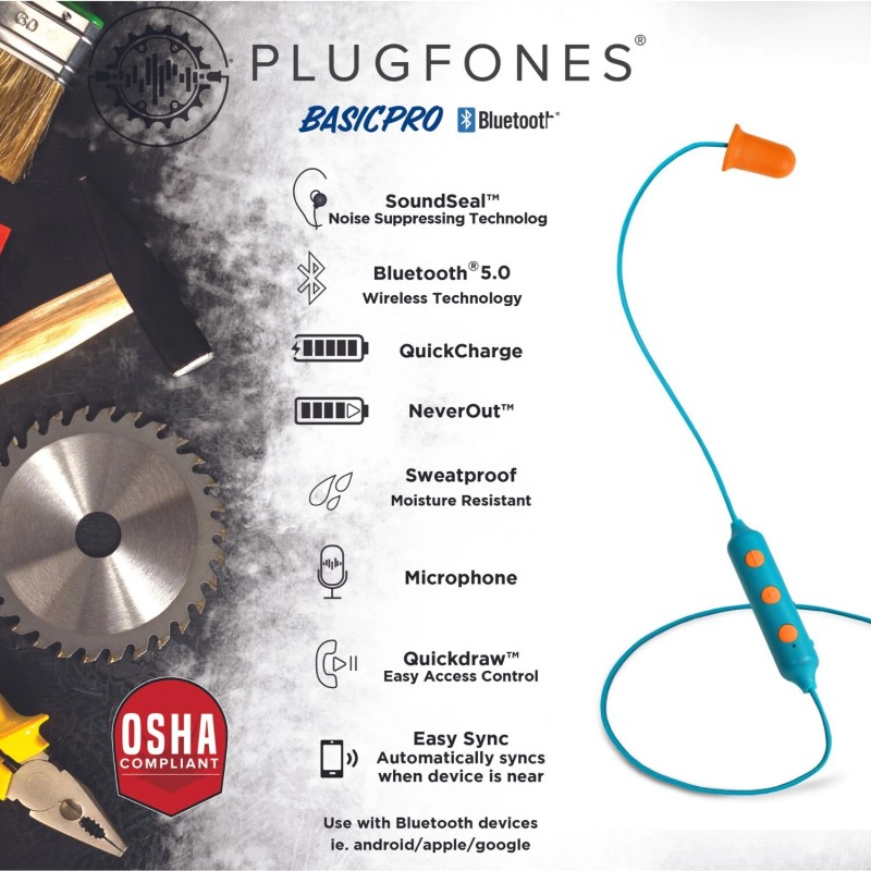 Plugfones Wireless Basic Pro Blue/Orange Working buds
