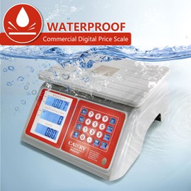CAMRY Waterproof Commercial Food Scale IPX7 66lb / 30kg Digital Price Computing Meat Produce Weight Scale with White Backlight LCD for Farmers Market, Seafood, Rechargeable