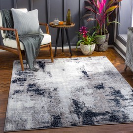 Livabliss Houda Modern Abstract Area Rug, 7'10" x 10'3", Silver/Charcoal
