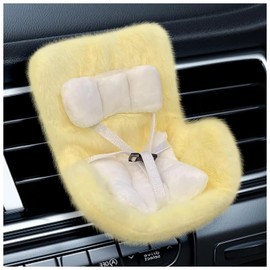 EHERDM Car Seat for Plush Dolls Car Air Vent Sofa for 10-17cm Plush Dolls Cotton Dolls Portable Toy Accessories with Seat Leg for Desktop Display Creative Car Decoration Yellow