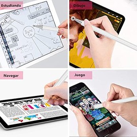 Stylus Pen 2 Pack, Lápiz Óptico para Pantalla Táctil, Lápiz Capacitivo de Alta Sensibilidad Compatible con Tableta, Móvil, Teléfono Inteligente, con 4 Puntas de Disco y 2 Puntas de Fibra (Rosa+Blanco)