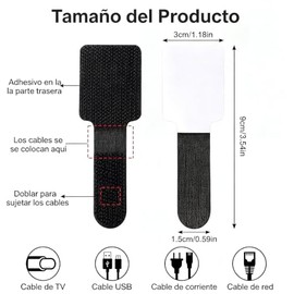 50 Piezas de Correas Autoadheribles de Gancho y Lazo para Cables