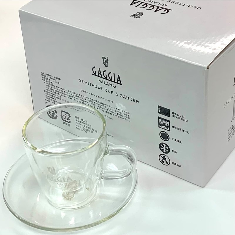 GAGGIA Demitasse Cup & Saucer, 2-Pack, Clear