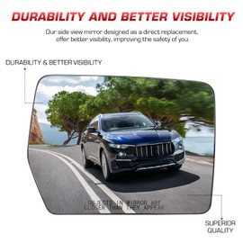 Passenger and Drive Side View Heated Mirror Glass Set for Ford F150 2011 2012 2013 2014, Side View Heated Convex Mirror with Blind Spot Rear Holder, Replace BL3Z-17K707-E+4L3Z-17K707-DA