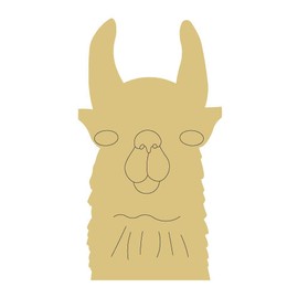 Llama Head Design by Lines Cutout Unfinished Wood Animal Kids Room Mystical Door Hanger MDF Shape Canvas Style 1 Art 1 (24")