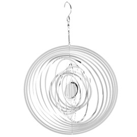 sourcing map Wind Spinner Circular 7.87" x 11.02" Stainless Steel Reflectors Wind Chimes for Outdoor Devices Metal Decorations Keep Birds Away Yard Garden, Silver Tone
