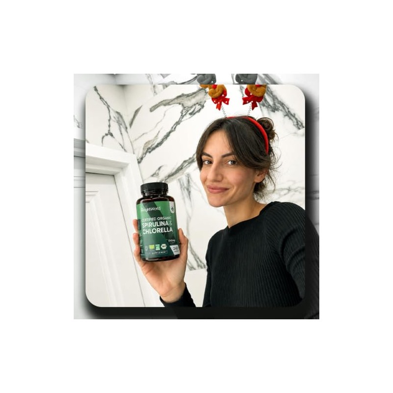 Organic Spirulina and Chlorella Capsules - 80 Days Supply -