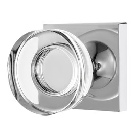 newliplace Polished Chrome Passage Door Knobs Interior, Crystal Glass Passage Door Knobs for Closet, Modern Round Door Handles for Hallway