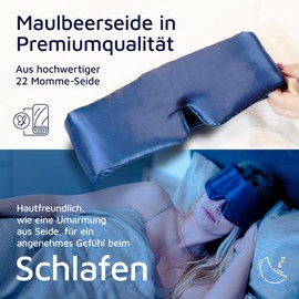 bene-sleep. Organic Silk Sleep Mask - Certified, Soft and Adjustable - Eye Mask for Women, Men and Kids. Home and Travel, Longer REM Sleep (Deep Navy)