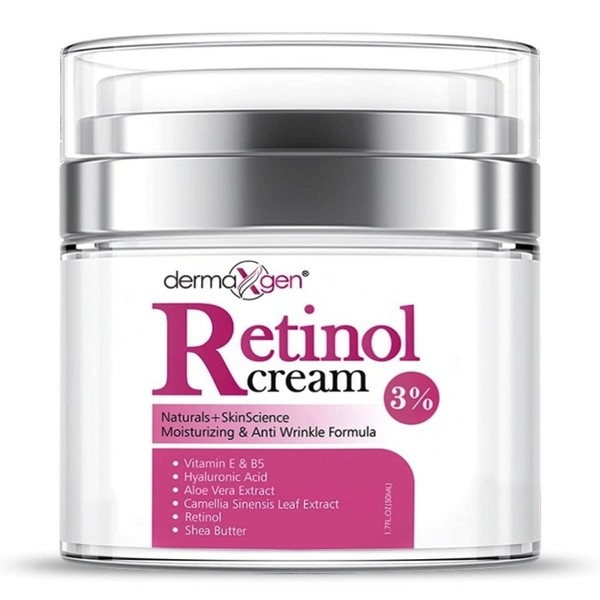 Retinol Cream (3%) Facial Moisturizer with Hyaluronic Acid and Collagen Booster, Hydrating Anti-Aging Moisturizing Cream, Reduces Wrinkles, Fine Lines, for Women and Men – Day and Night - For All Skin Types