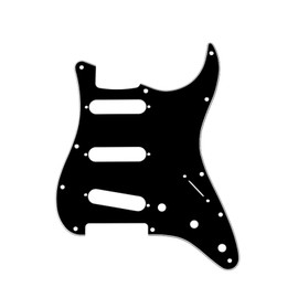 Musiclily SSS Strat Pickguard and Back Plate Set for Fender USA/Mexican Standard Stratocaster Modern Style Electric Guitar, 3Ply Black