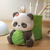 Panda Bamboo Pen Holder Cute Shape Large Capacity Resin Multipurpose