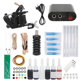 Complete Tattoo Kit 8 Wrap Coil Machine Kit Tattoo Power Supply for Tattoo Artists Beginners 90‑265VEU Plug